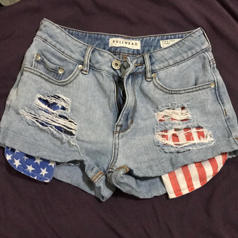 Size 1 high rise jean distressed shorts